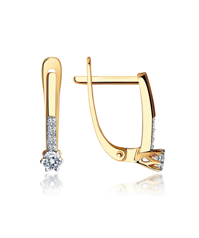 Gold earrings with zircons Gold earrings with zircons