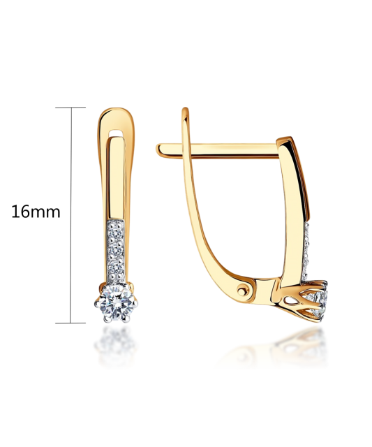 Gold earrings with zircons