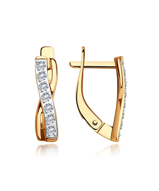 Gold earrings with zircons