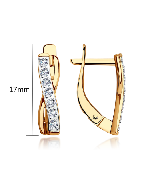 Gold earrings with zircons