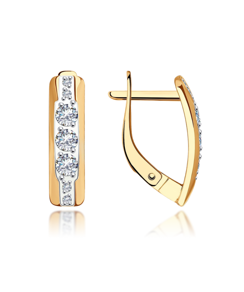 Gold earrings with zircons