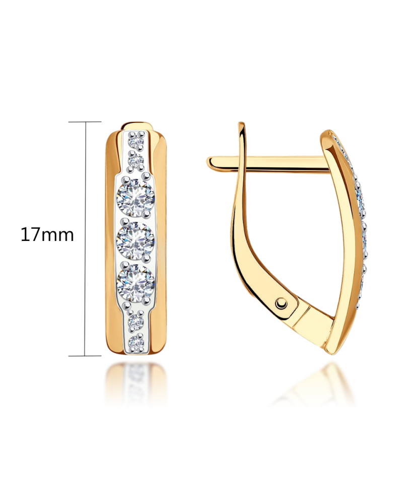 Золотые серьги с цирконами Золотые серьги с цирконами