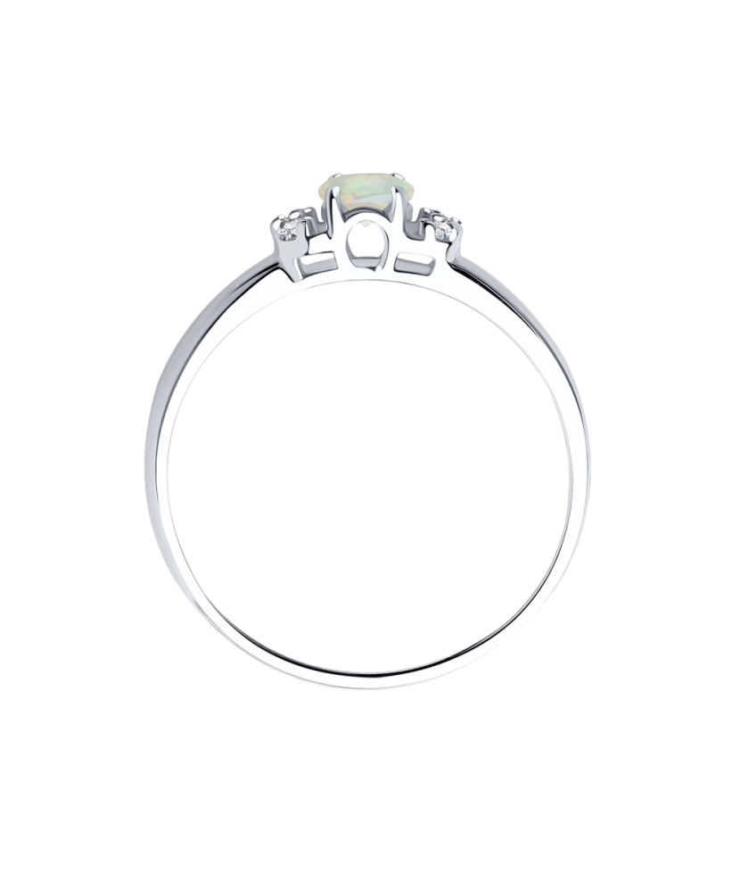 Sterling silver ring with opal and zircons
