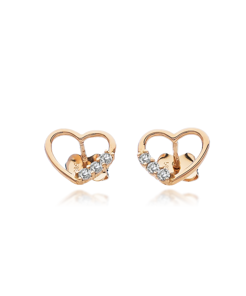 Gold earrings with zircons "heart" Gold earrings with zircons "heart"