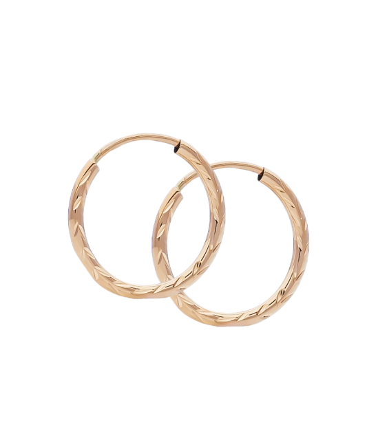Engraved Gold  hoop Earrings 15mm