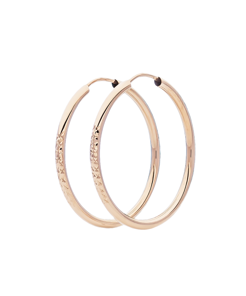 Engraved Gold  hoop Earrings 30mm