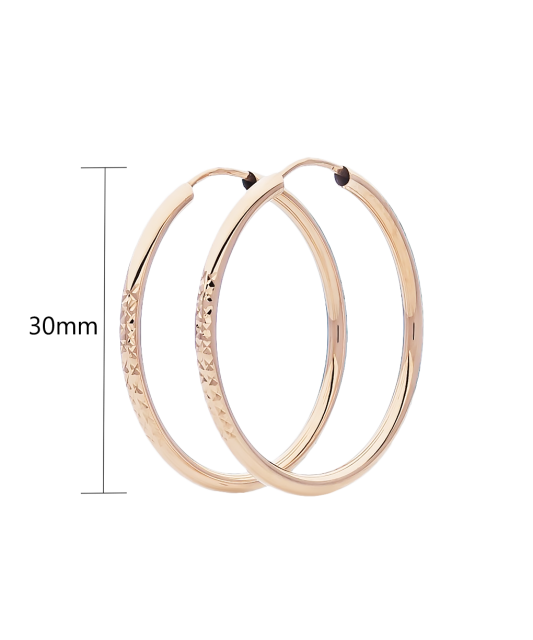 Engraved Gold  hoop Earrings 30mm
