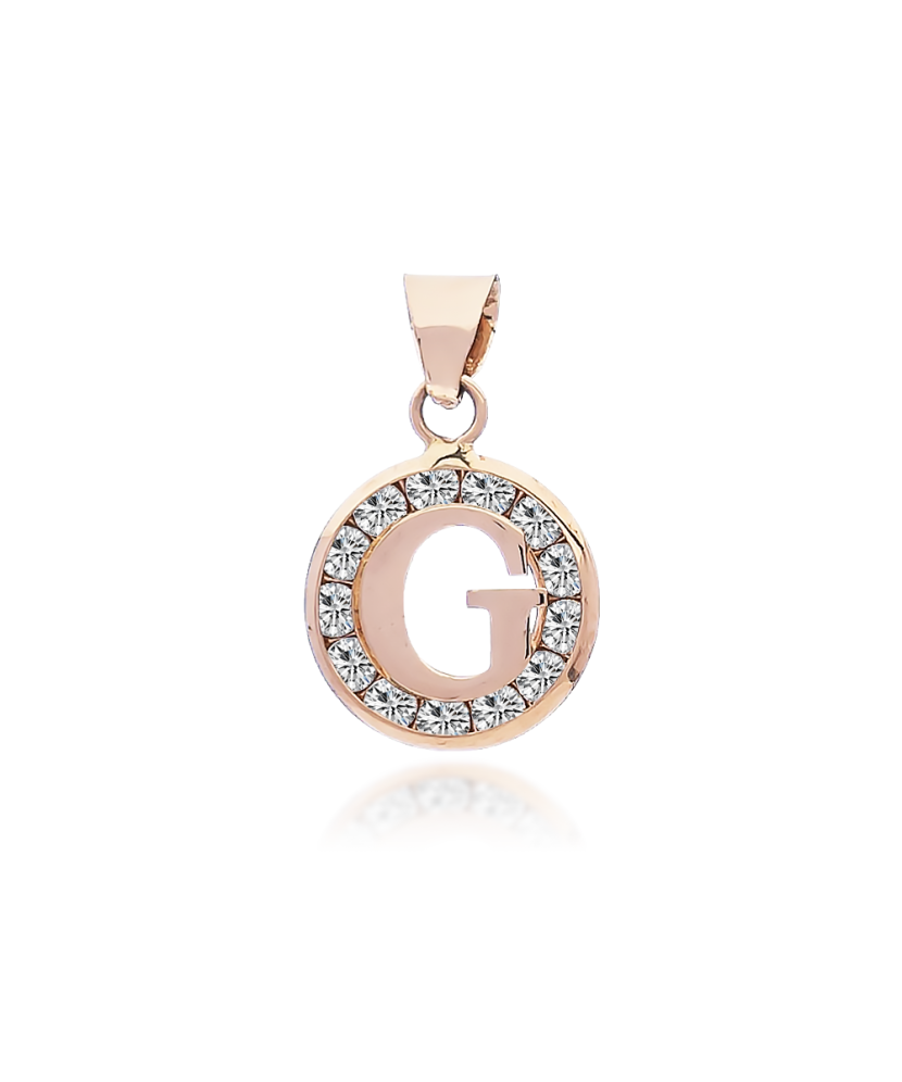 Gold pendant with zircons Letter G