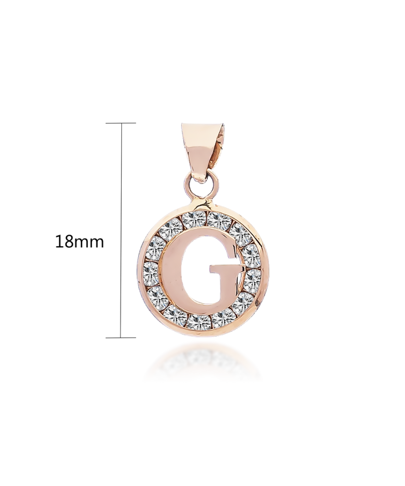 Gold pendant with zircons Letter G