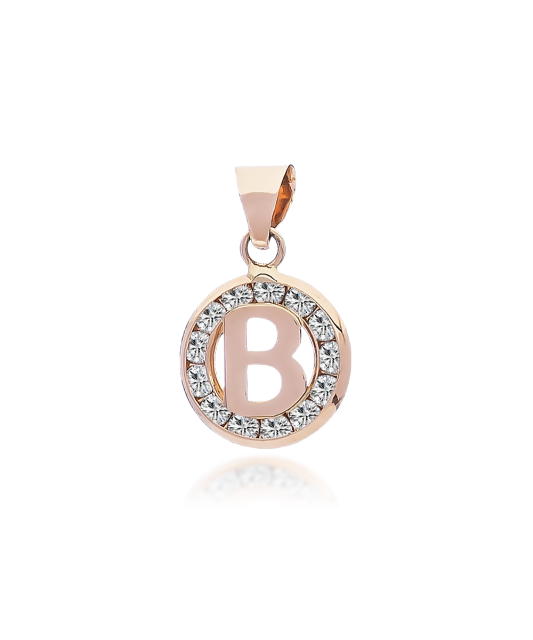 Gold pendant with zircons Letter B