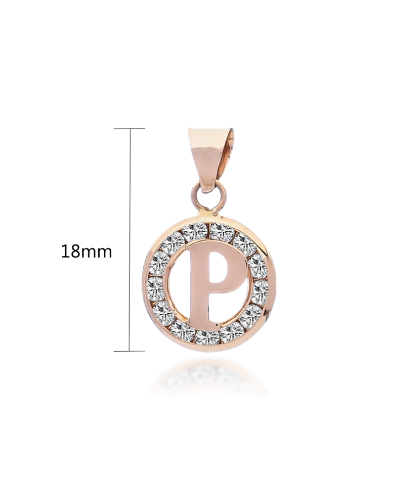 Gold pendant with zircons Letter P