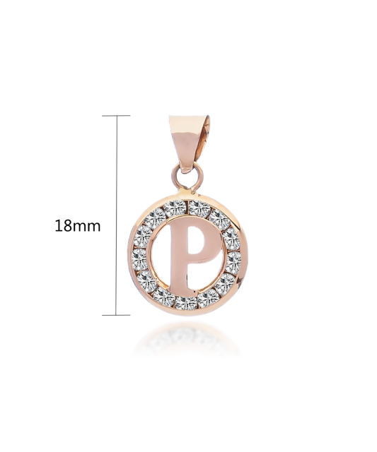 Gold pendant with zircons Letter P