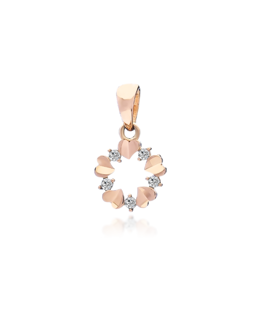 Gold pendant with zircons "Wreath of hearts"