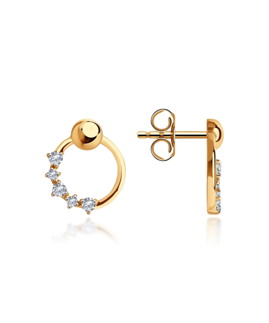 Gold earrings with zircons