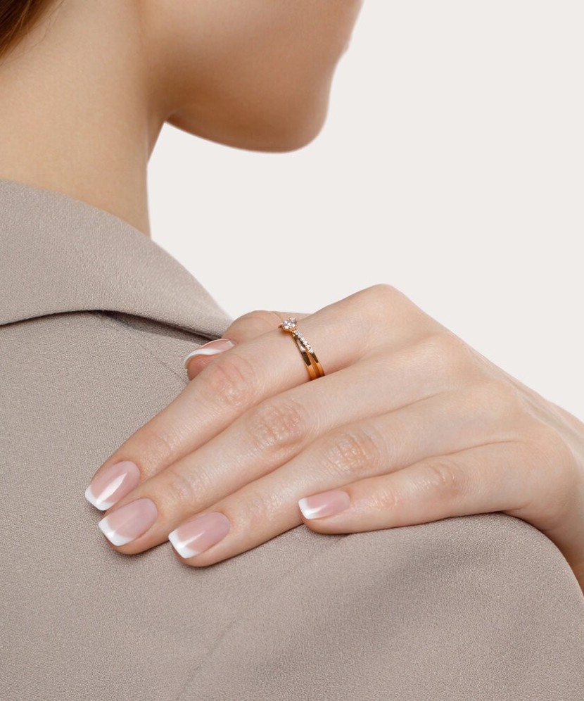 Auksinis žiedas su cirkoniais - Auksiniai žiedai - Goldinga Auksinis žiedas su cirkoniais - Auksiniai žiedai - Goldinga