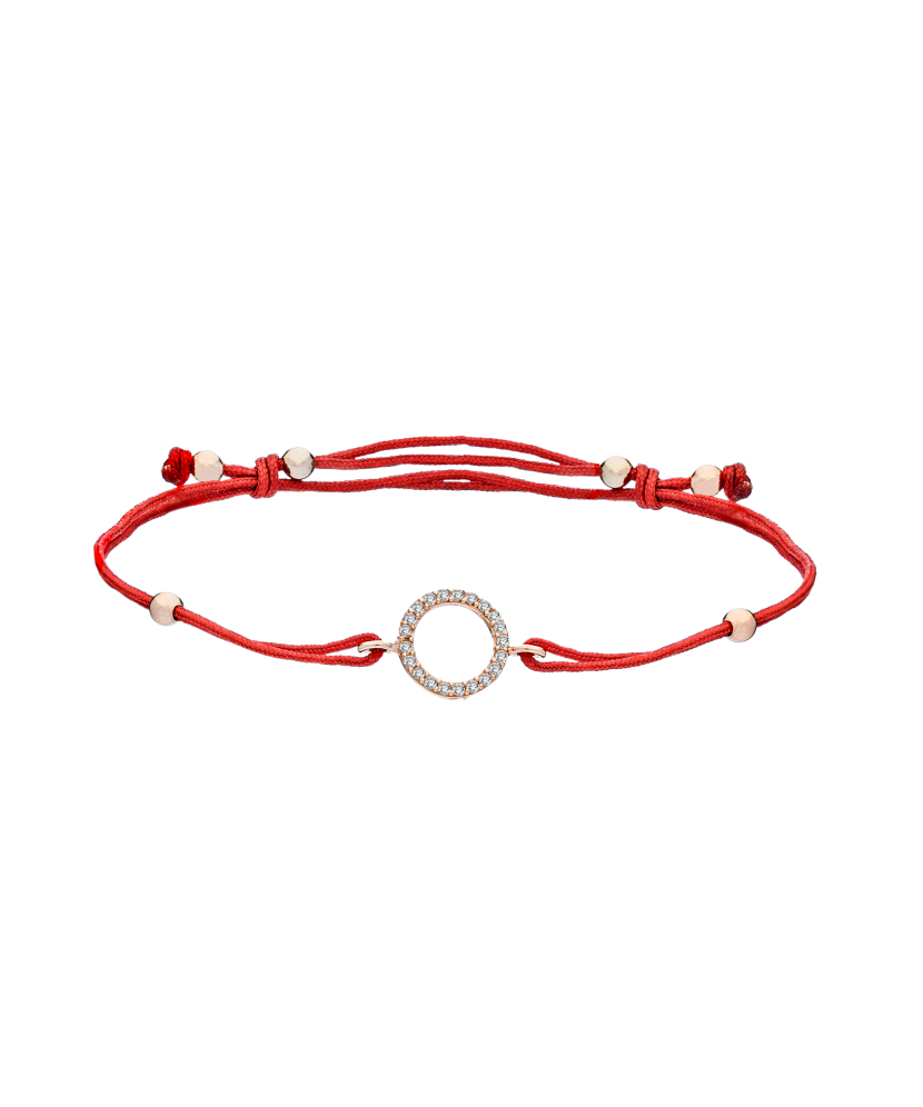 Red string bracelet with gold pendant
