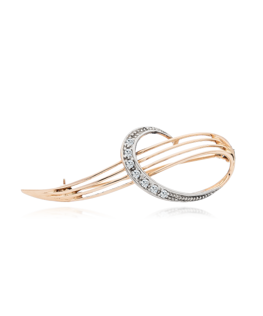 Золотая брошь с цирконами