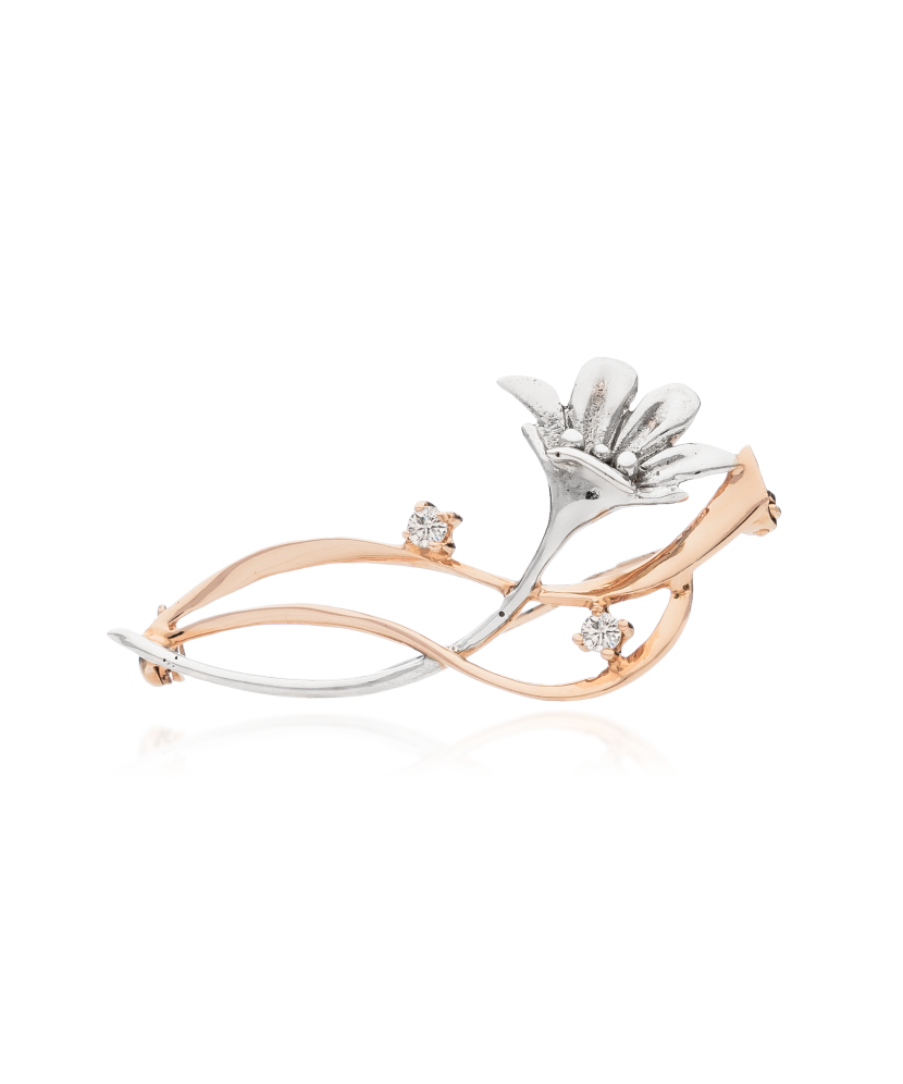 Gold brooch with zircons "flower"