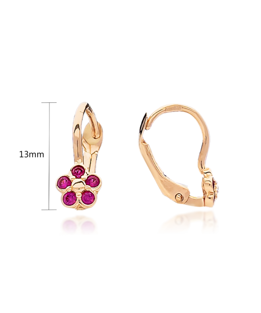 Детские золотые серьги с цирконами "Цветочки"