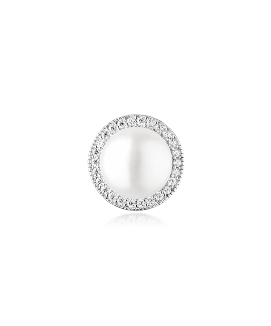 Sterling silver pendant with pearl and zircons