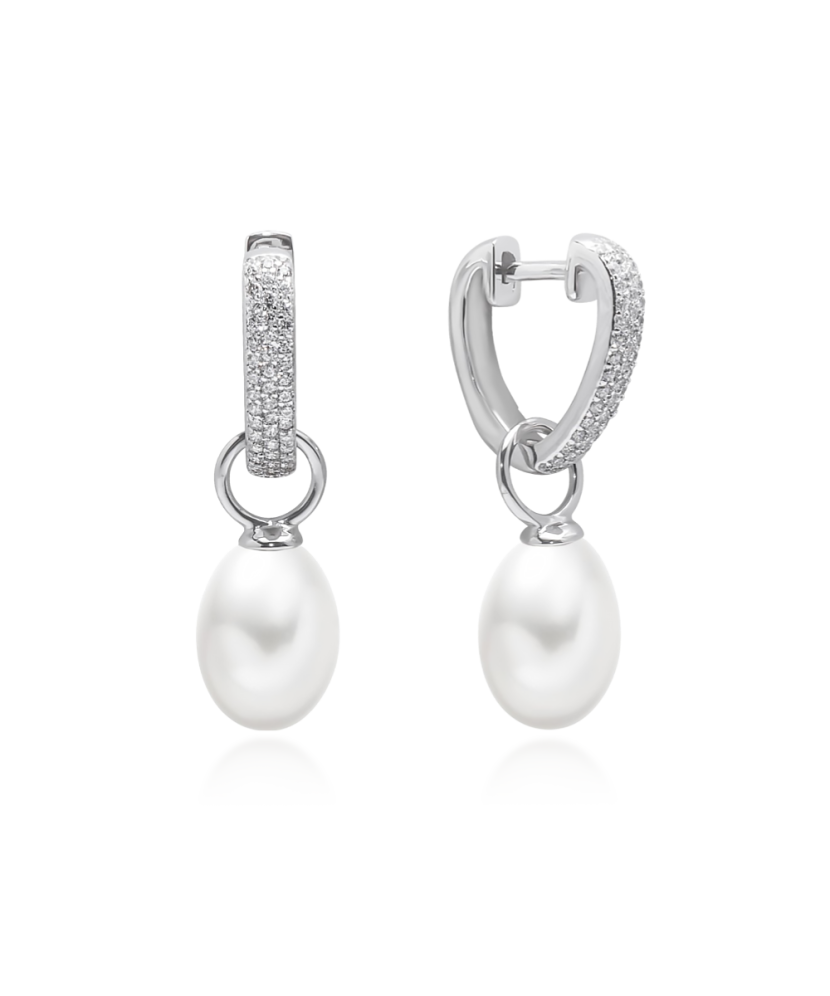 Sterling silver earrings with pearls and zircons