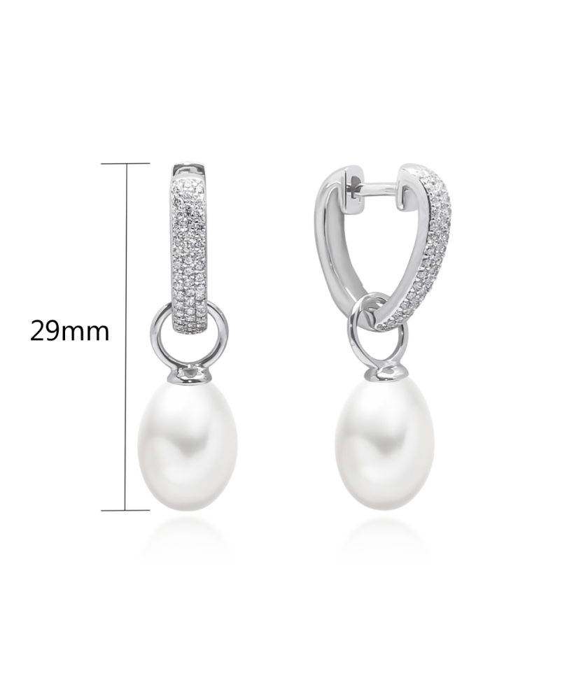 Sterling silver earrings with pearls and zircons