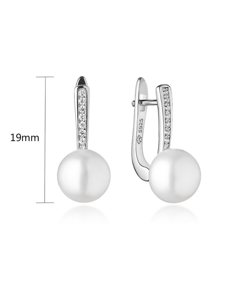 Sterling silver earrings with pearls and zircons