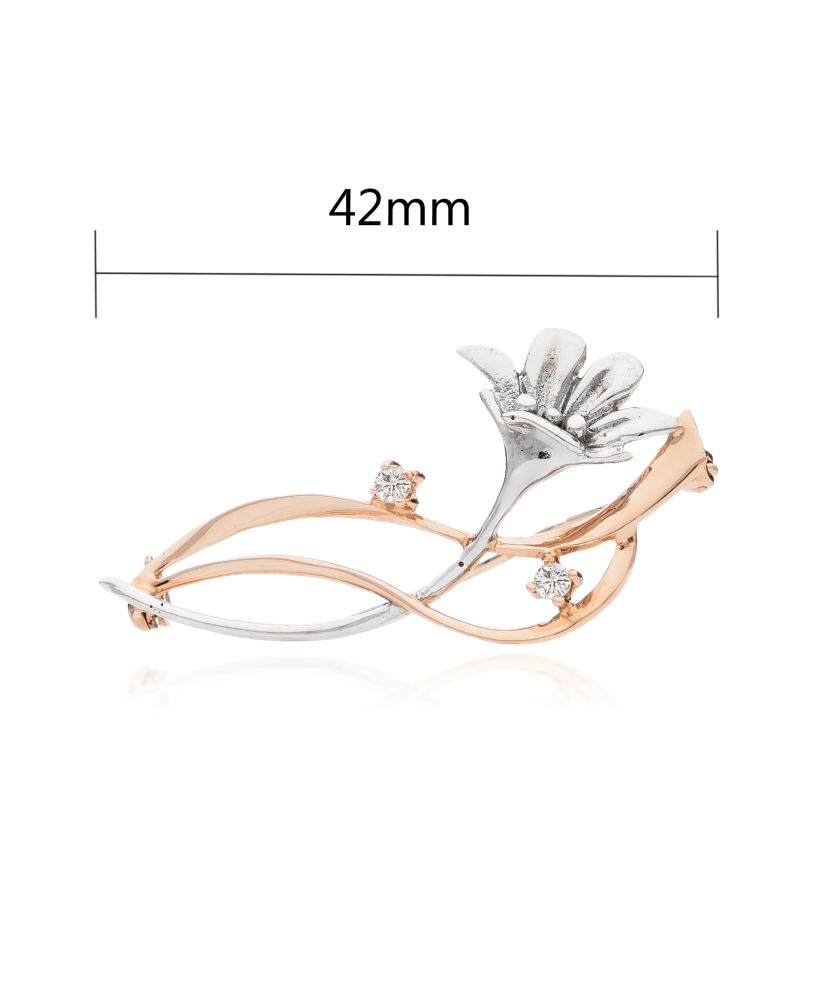 Золотая брошь с цирконами "Цветок" Золотая брошь с цирконами "Цветок"