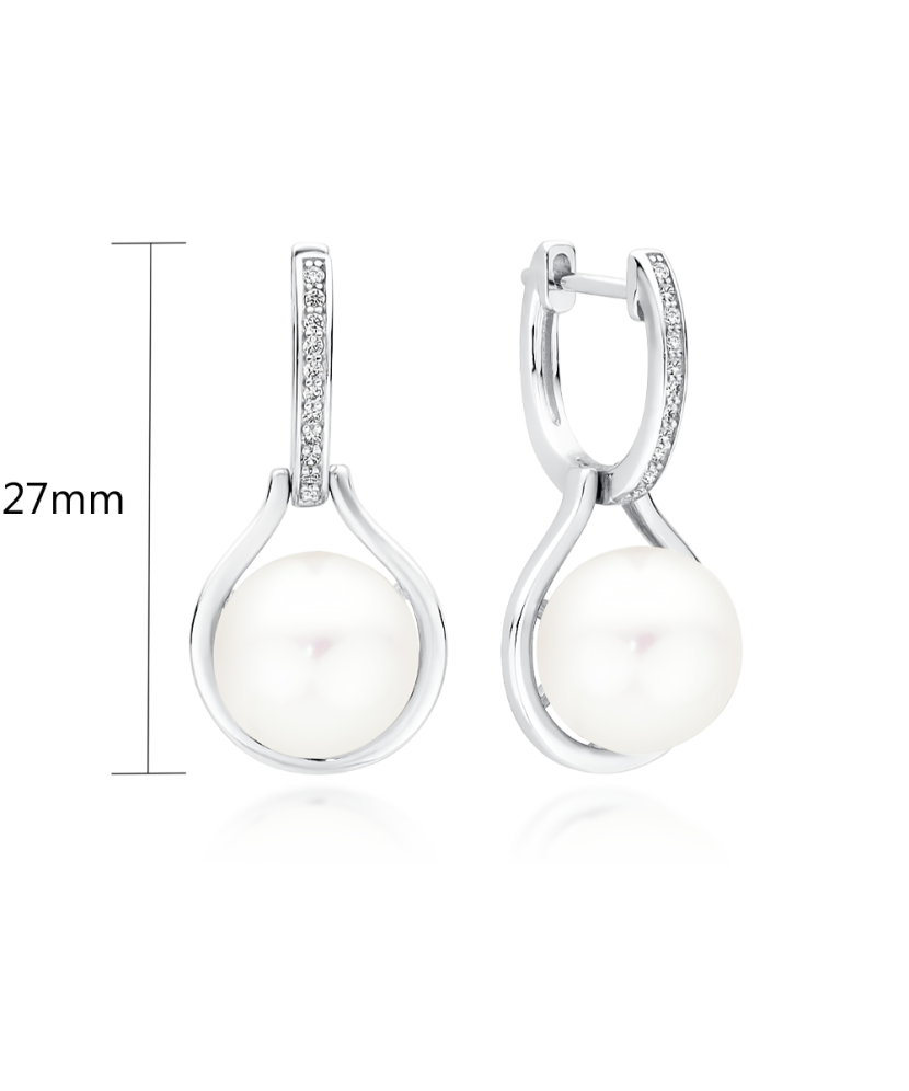 Sterling silver earrings with pearls and zircons Sterling silver earrings with pearls and zircons