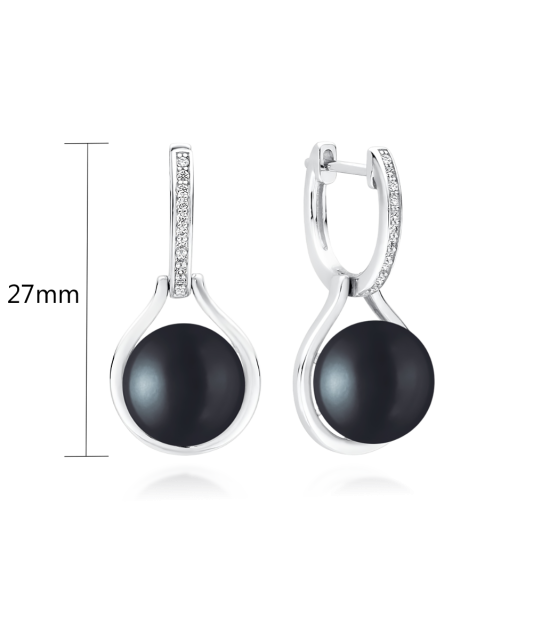 Sterling silver earrings with pearls and zircons