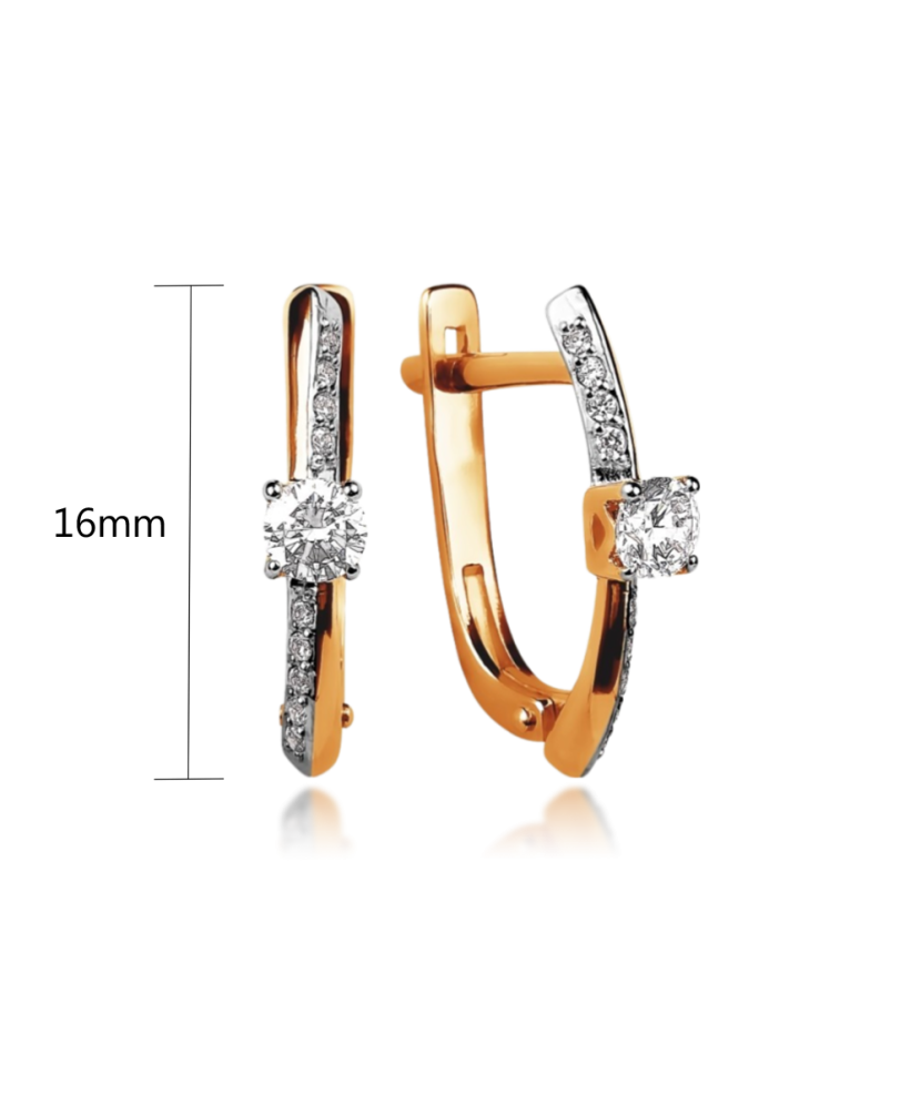 Gold earrings with zircons