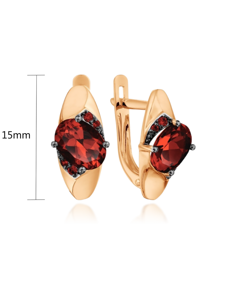 Gold earrings with garnets and zircons