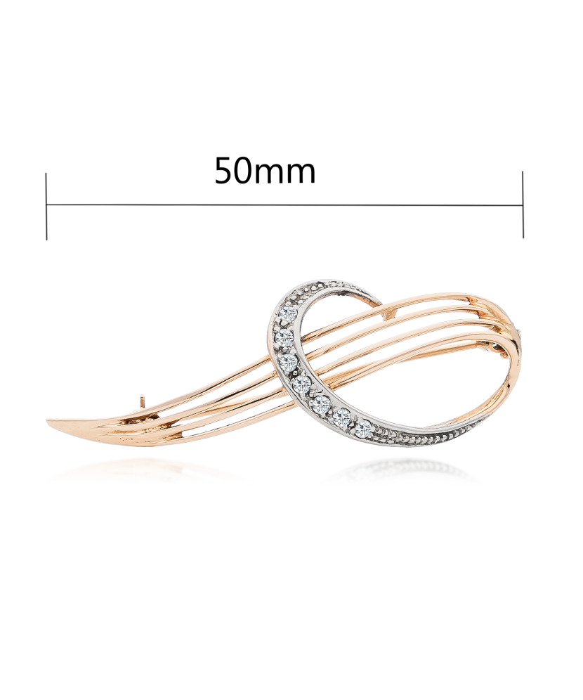 Золотая брошь с цирконами