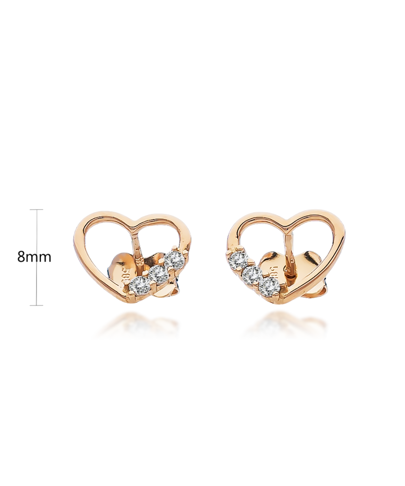 Gold earrings with zircons "heart" Gold earrings with zircons "heart"