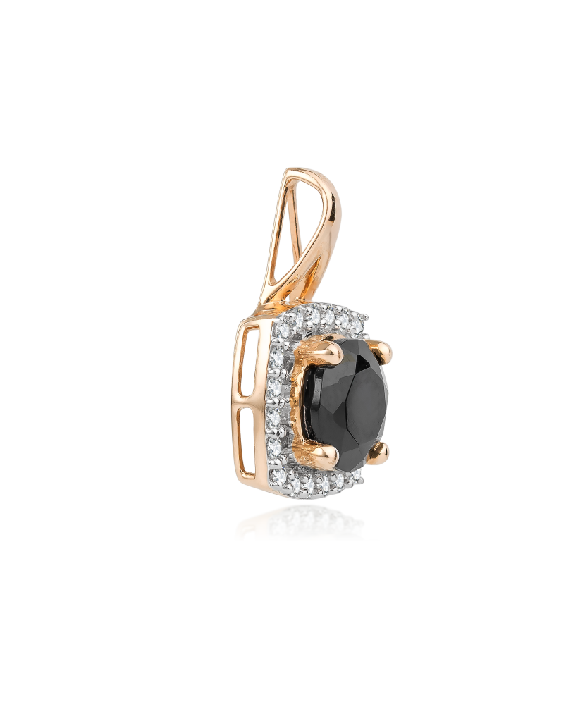 Gold pendant with diamonds and spinel