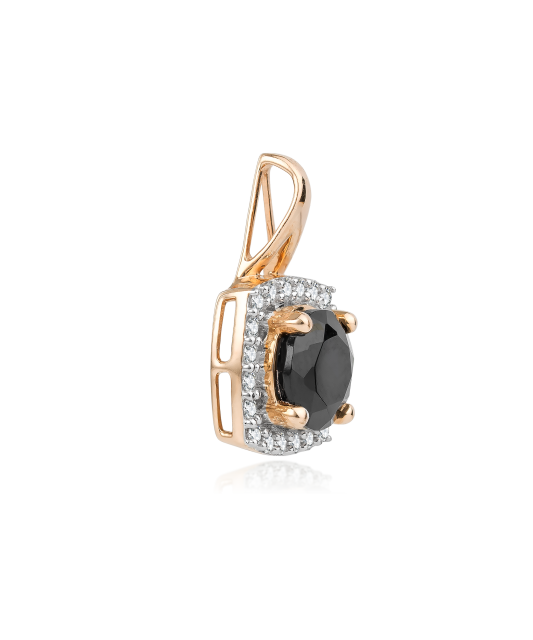 Gold pendant with diamonds and spinel