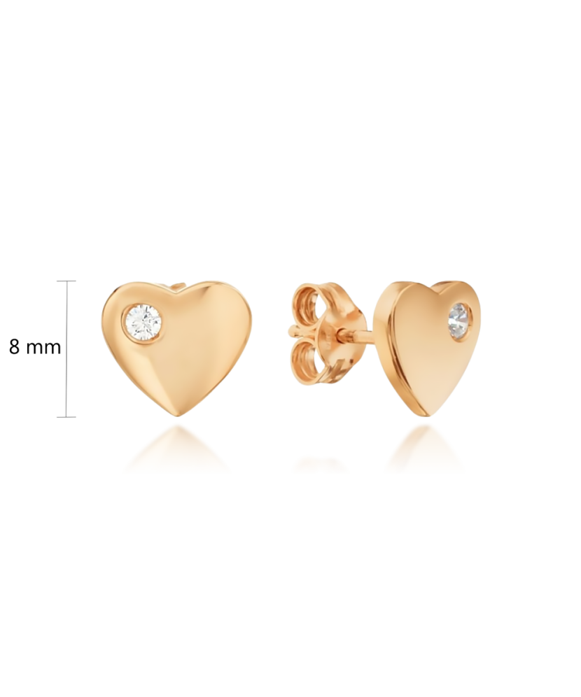 Gold earrings with zirconium "hearts" Gold earrings with zirconium "hearts"