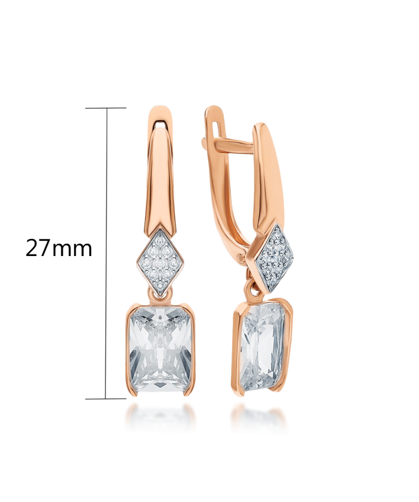 Gold earrings with zircons