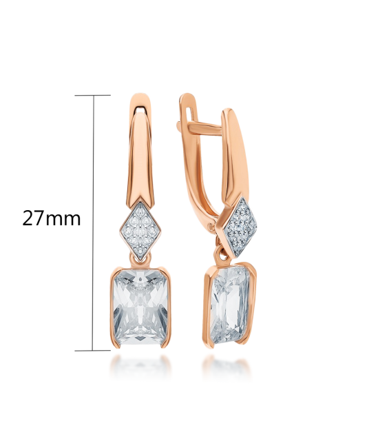 Gold earrings with zircons