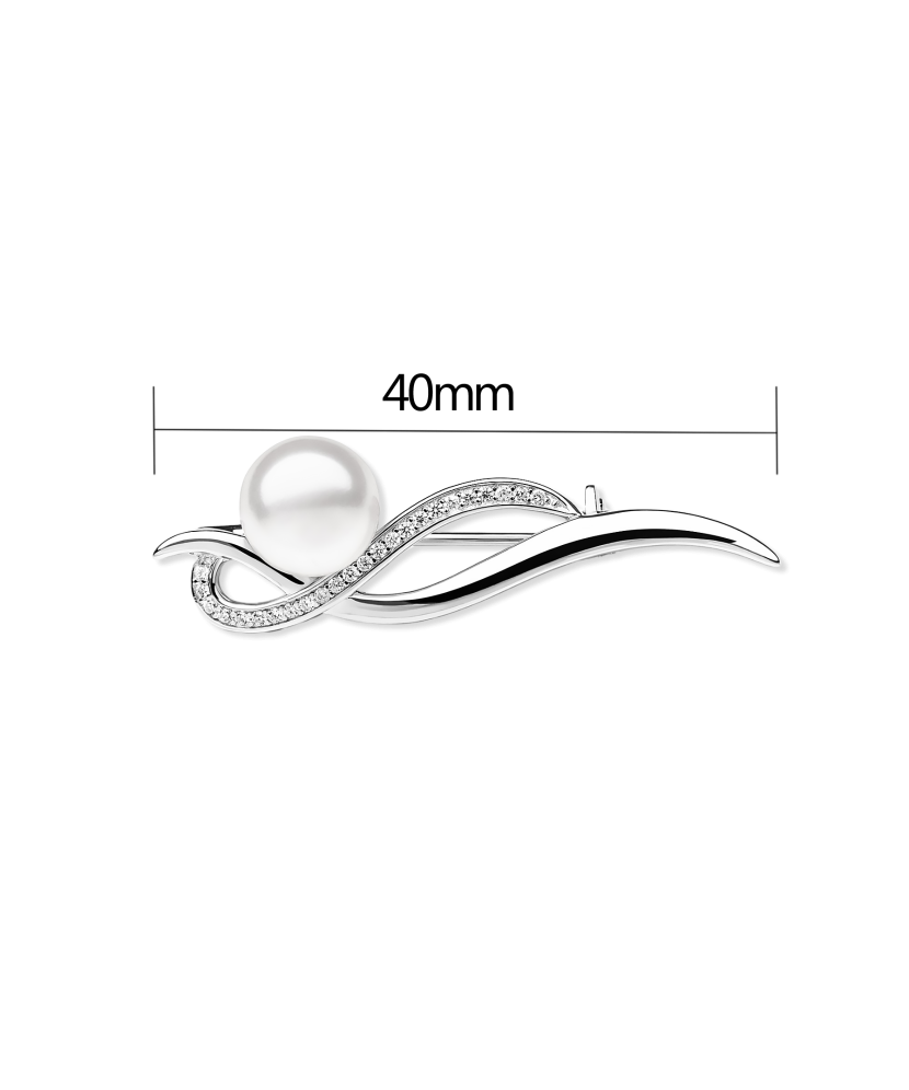Sterling silver  brooch with pearl and zircons