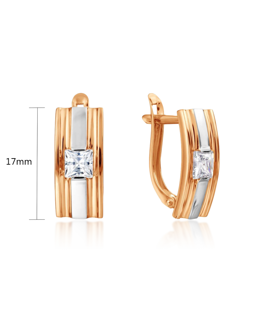 Gold earrings with zirconium