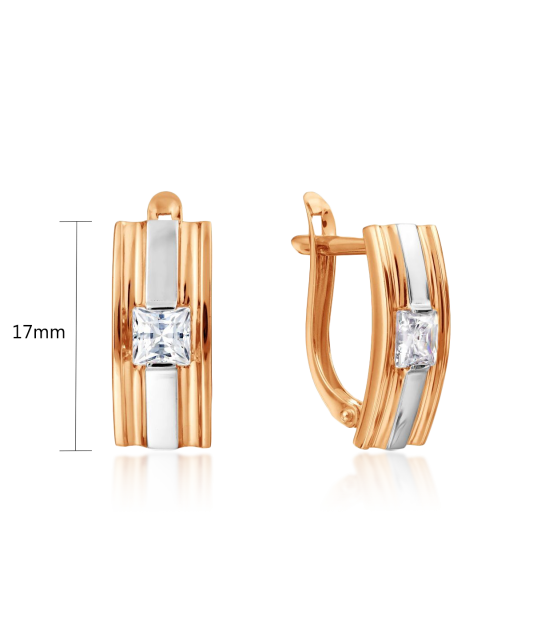 Gold earrings with zirconium