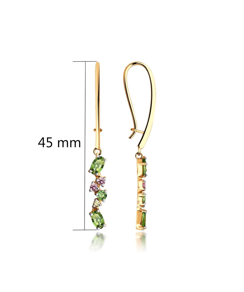 Gold earrings with crystals