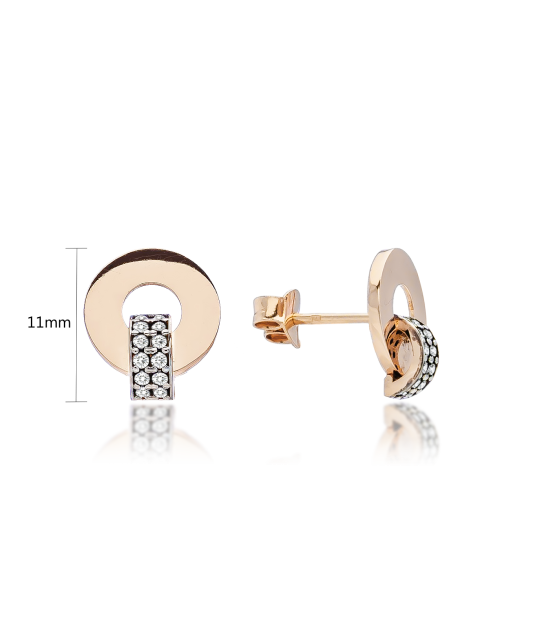 Gold earrings with zirconium