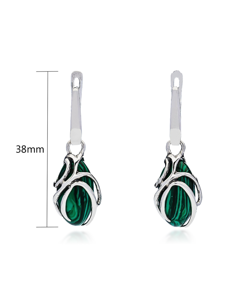 Sterling silver earrings with malachite