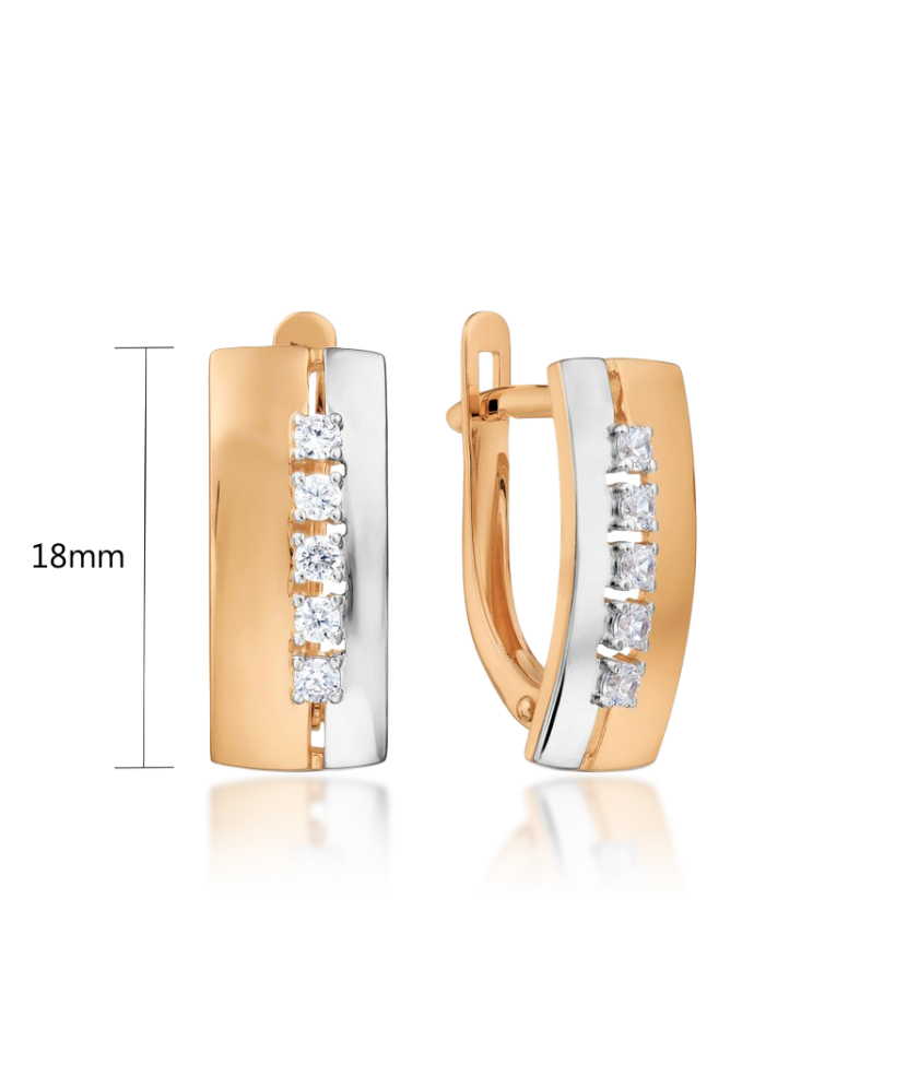 Gold earrings with zircons