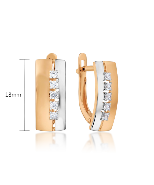 Gold earrings with zircons