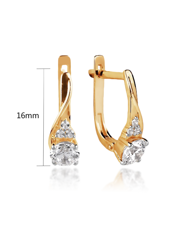 Gold earrings with zircons