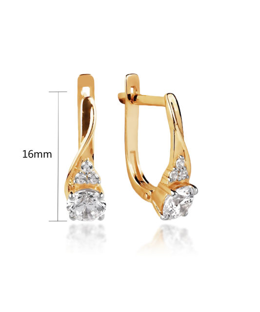 Gold earrings with zircons