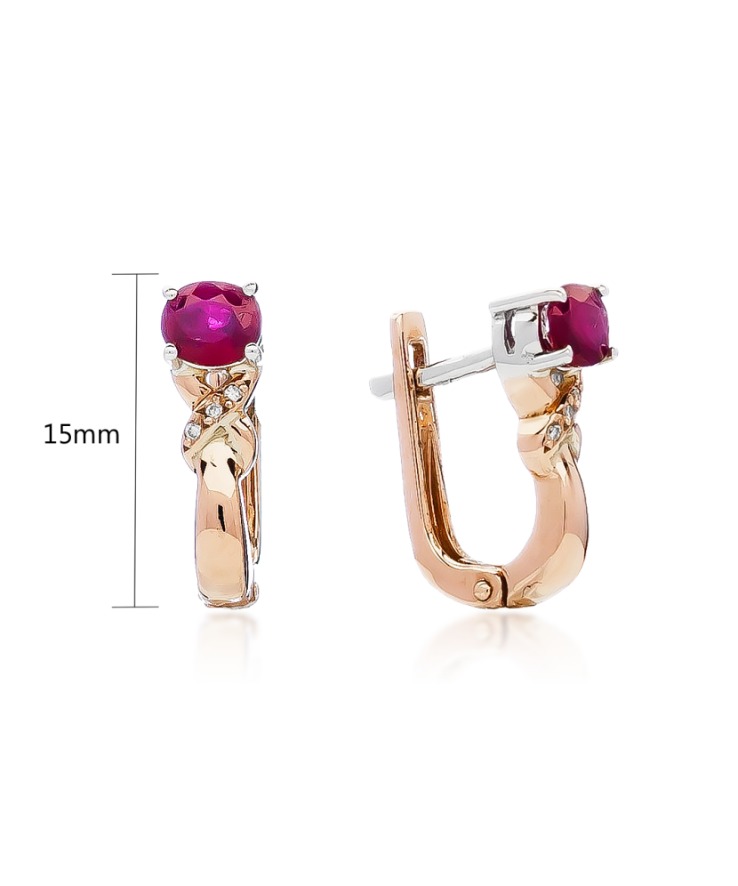Gold earrings with rubies and diamonds Gold earrings with rubies and diamonds